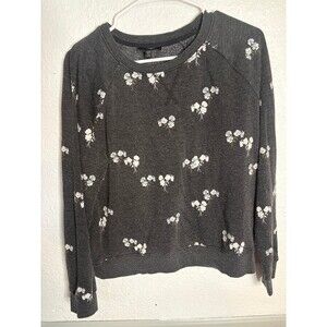 Lucky Brand Floral Print Sweatshirt Gray Size Medium